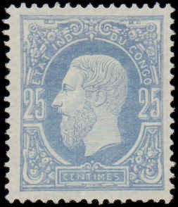 Belgian Congo #3, Incomplete Set, 1886, Hinged