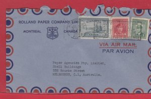 25cent airmail rate to ** AUSTRALIA ** 1947 ** Peace War Issue Canada cover