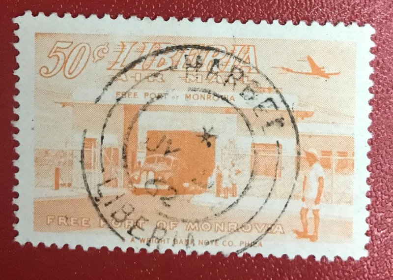 1953 Liberia Sc C74 used Free Port, Monrovia CV25¢ Lot 2086