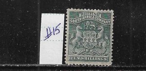 RHODESIA SCOTT #151890-94 COAT OF ARMS 10SH (DEEP GREEN) - MINT HINGED