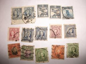 Lot of 15 Vintage China Chinese stamps Cancelled used