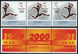 Georgia #246 Summer Olympics #247 Millennium Postage Stamp Strips Asia 2000 MNH