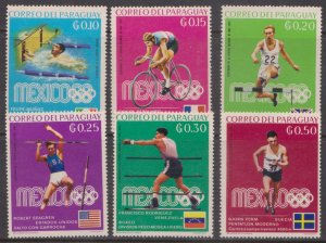 PARAGUAY - 1968 SUMMER OLYMPICS MEXICO '68 - 6V  MINT NH