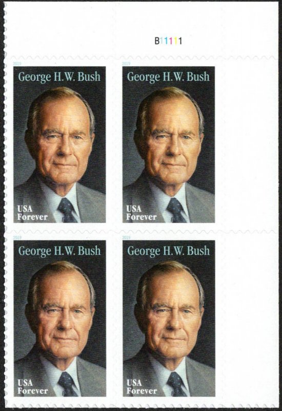 USA Sc. 5393 (55c) George H. W. Bush 2019 MNH plate block