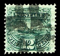 United States, 1869 Pictorials #117 Cat$150, 1869 12 green, black cancel