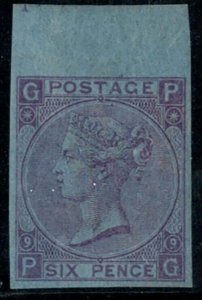 GB 1867 6d plate 9 sg109 Dr Perkins blued paper vf unused Spec J77d c£2800