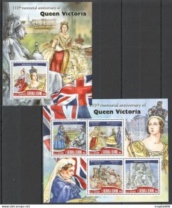 2016 Sierra Leone Royalty Queen Victoria Kb+Bl ** Stamps St359