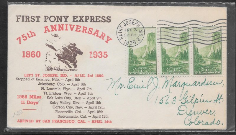 #740 on PONY EXPRESS 75th ANNIVERSARY APR/3/1935 (A1316)