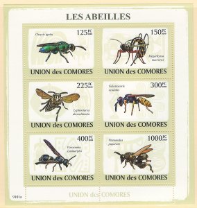 Comoros Scott 1079 Souvenir Sheet MNH! Bees and Wasps!