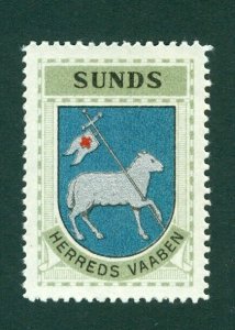 Denmark. Poster Stamp 1940/42. Mnh. District: Sunds. Coats Of Arms: Sheep,Flag.