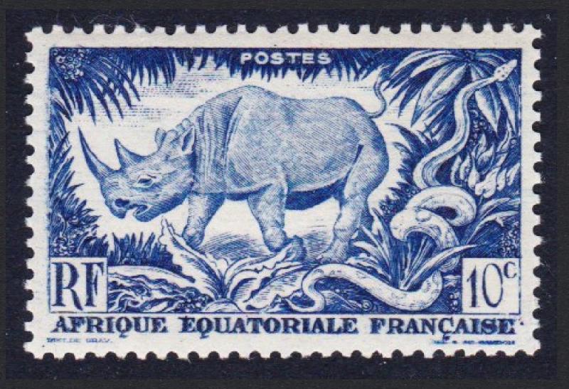 Fr. Eq. Africa Rhinoceros 10c Blue 1v SG#235 SC#166