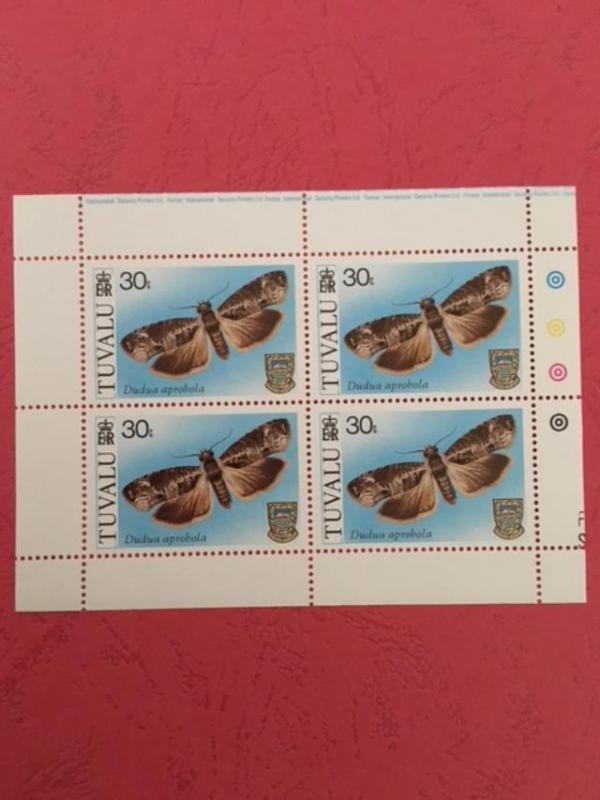 Tuvalu 1980 30c M/S Moths Insects Butterflies Animals Nature Fauna Stamps MNH