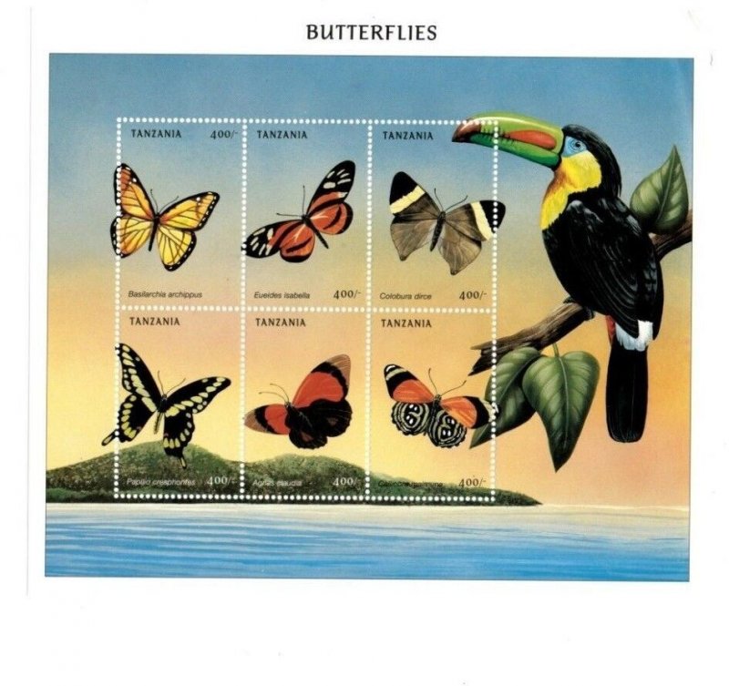 Tanzania 1999 - Butterflies - Sheet of 6 Stamps - MNH