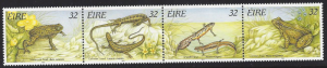 Ireland #982a MNH strip of 4, reptiles & amphibians, issued 1995