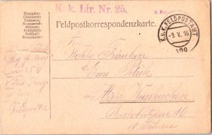 Austria Soldier's Free Mail 1916 K.u.K. Feldpostamt 100 Feldpostcard to Weiss...