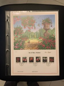 Isle of Man Fuchsias  FDC panel big size, plastic holder