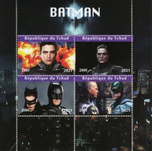 Chad Superheroes Stamps 2021 MNH The Batman Robert Pattinson Movies 4v M/S