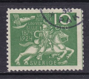 Sweden Scott 228 August 1924 UPU 10 ore Watermarked, VF Used