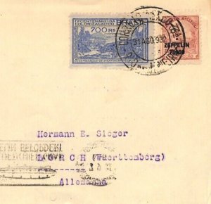 BRAZIL *ZEPPELIN* Overprint Air 1932 Cover TRANSATLANTIC FLIGHT Germany XZ34