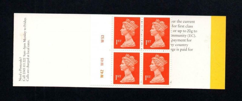 4x 1st NVI BARCODE BOOKLET TYPE 7(10) PLATE W42 W49 W53 MCC £30 