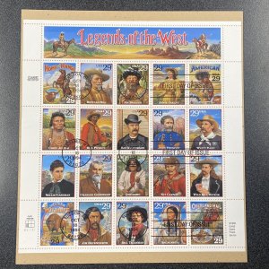 FDC 2869 Legends Of The West Full Sheet First Day Of Issued