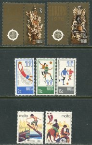 MALTA Sc#547-551, 584-585 1978-81 Three Complete Sets OG Mint NH