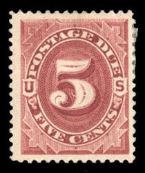 United States, Postage Dues #J25 Cat$100, 1891 5c bright claret, heavy hinge ...