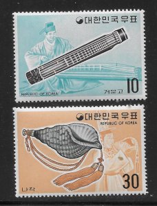 Korea 883-884 1974 Musical Instruments set MNH
