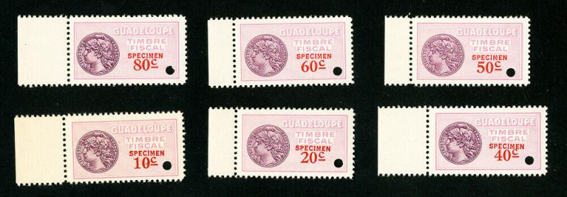 Guadeloupe Stamps XF OG NH Tax Set of 6x Specimens