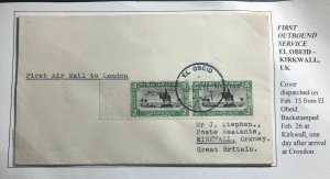 1936 El Obeid Sudan First Return Flight Airmail Cover FFC To London England