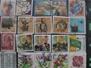 ​BRAZIL STAMPS:34 DIFFERENT JUMBO LARGE BRAZIL USED STAMPS #BR-P HIGH VALUE
