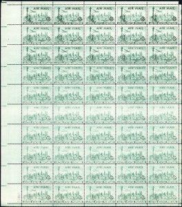 C35, MNH 15¢ Dry Printing Sheet of 50 Airmail Error Stamps - Stuart Katz