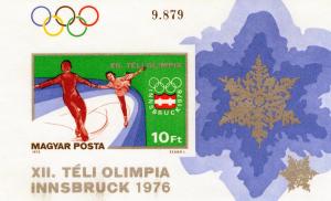 Hungary  1976 Sc#2401 Innsbruck Olympics Souvenir Sheet IMPERFORATED MNH