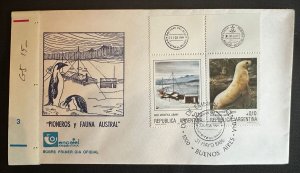 CM) 1986. ARGENTINA. FDC. PIONEERS AND AUSTRAL FAUNA. DOUBLE STAMP JUBANY