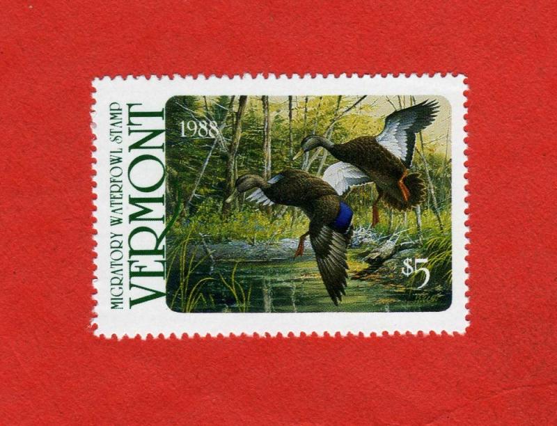 1988 Vermont duck stamp #VT3; MNH; Jim Killen, Black Ducks