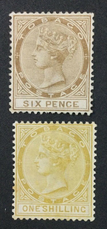 MOMEN: TOBAGO SG #11-12 1880 CROWN CC MINT OG H £510 LOT #61742