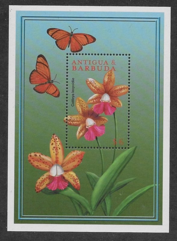 Antigua #2352  S/S  Orchid and Butterfly  2000  MNH