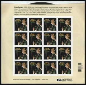 2022 60c Forever Pete Seeger, American Folk Singer Scott 5708 Mint Imperf. Sheet