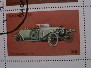 ​NAGALAND- 1972 WORLD FAMOUS CLASSIC CARS CTO- SHEET VF WITH FIRST DAY CANCEL