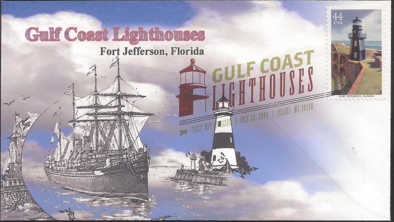 Set of 5 Therome Cachets Printed FDCs for the 2009 Gulf Coast Lighthouses Issue