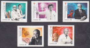 Canada -  #3246i-3250i Medical Groundbreakers, Die Cut From Quarterly Pack - MNH