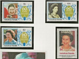 NUKUFETAU-TUVALU 1986 60TH BIRTHDAY QUEEN ELIZABETH, SET OF 4 PERF