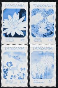 Tanzania 1986 Flowers perf proof set of 4 printed in blue...