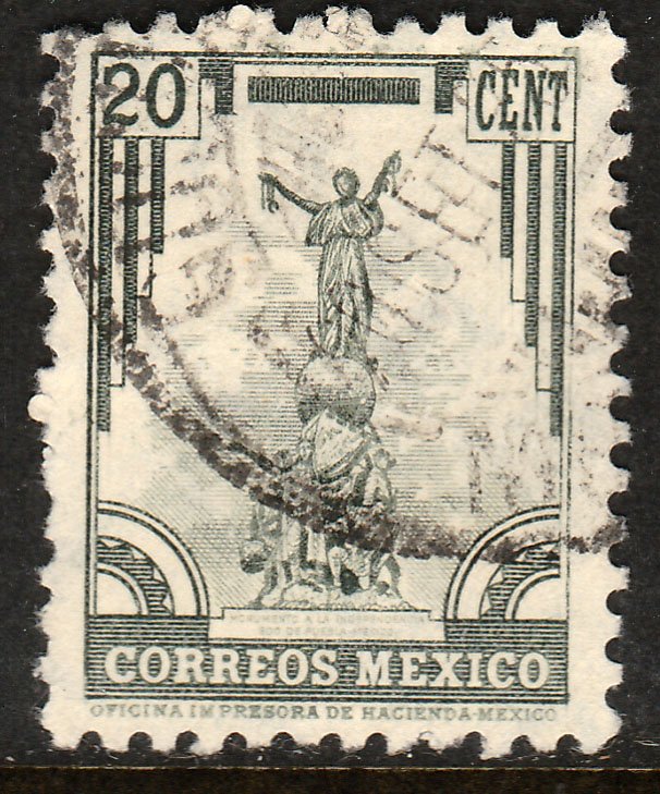 MEXICO 714, 20c INDEPENDENCE MONU 1934 DEFINITIVE USED VF. (536)