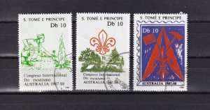 SA03 Sao Tome and Principe 1988 World Scout Jamboree, Australia used stamps