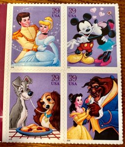 US # 4028a Art of Disney Romance Block of 4 39c 2006 Mint NH