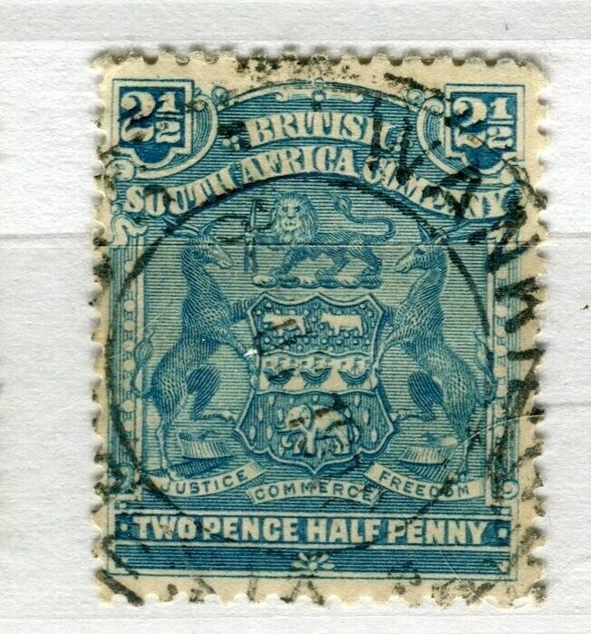 RHODESIA; 1900s early classic Springbok issue used 2.5d. + POSTMARK,