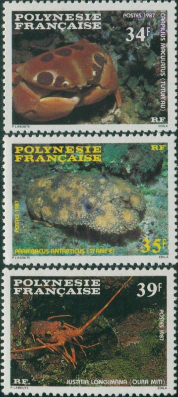 French Polynesia 1987 Sc#455-357,SG501-503 Crustaceans set MLH