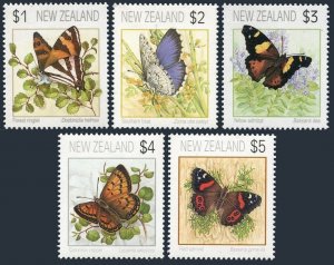 New Zealand 1075-1079, MNH. Mi 1208-10,1397-98. PHILA NIPPON-1991. Butterflies.
