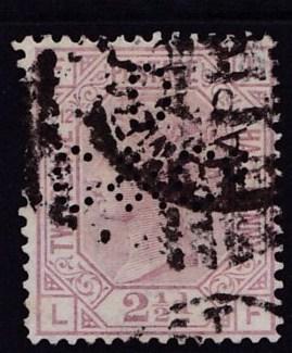 Great Britain QV 1876 Scott Nr. 67 2 1/2d Punctured Almost Four Margins Plate-12